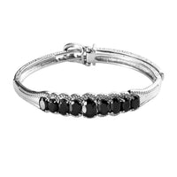 African Amethyst Bangle Bracelet With Adjustable Lock in Stainless Steel (7.25 In) 6.50 ctw