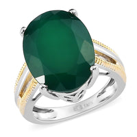 Karis Verde Onyx Solitaire Ring in 18K YG Plated and Platinum Bond (Size 10.0) 8.00 ctw