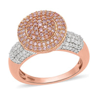 Natural Pink and White Diamond Classic Ring in Vermeil Rose Gold Over Sterling Silver