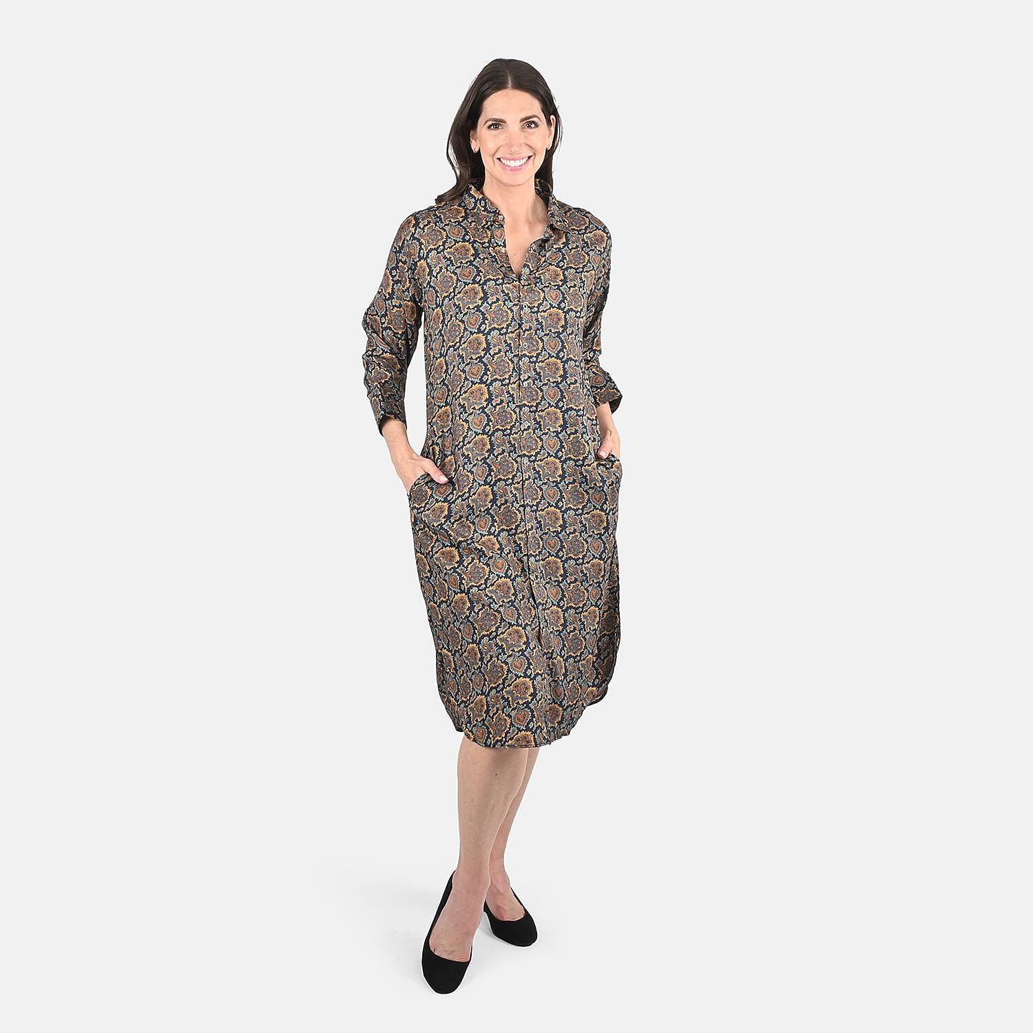Multi Color Paisley Pattern Long Dress - S