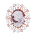 Red Cameo and Multi Gemstone Brooch in Rosetone 6.00 ctw - Sticky add to cart bar