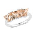 Simulated Champagne Diamond 5 Stone Ring in Sterling Silver 3.25 ctw - Sticky add to cart bar