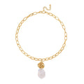 White Keshi Pearl Necklace 20-22 Inches in Goldtone - Sticky add to cart bar