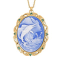 Cameo and Simulated Diamond Necklace 20-22 Inches in Goldtone 8.50 ctw - Sticky add to cart bar