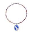 Blue Cameo and Multi Gemstone Necklace 20 Inches in Silvertone 8.00 ctw - Sticky add to cart bar