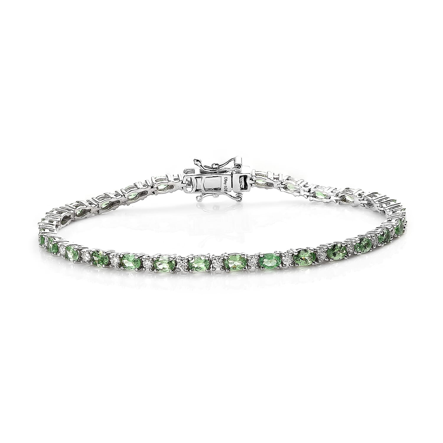 Premium Tsavorite Garnet and Moissanite Tennis Bracelet in Platinum Over Sterling Silver (7.25 In) 5.50 ctw