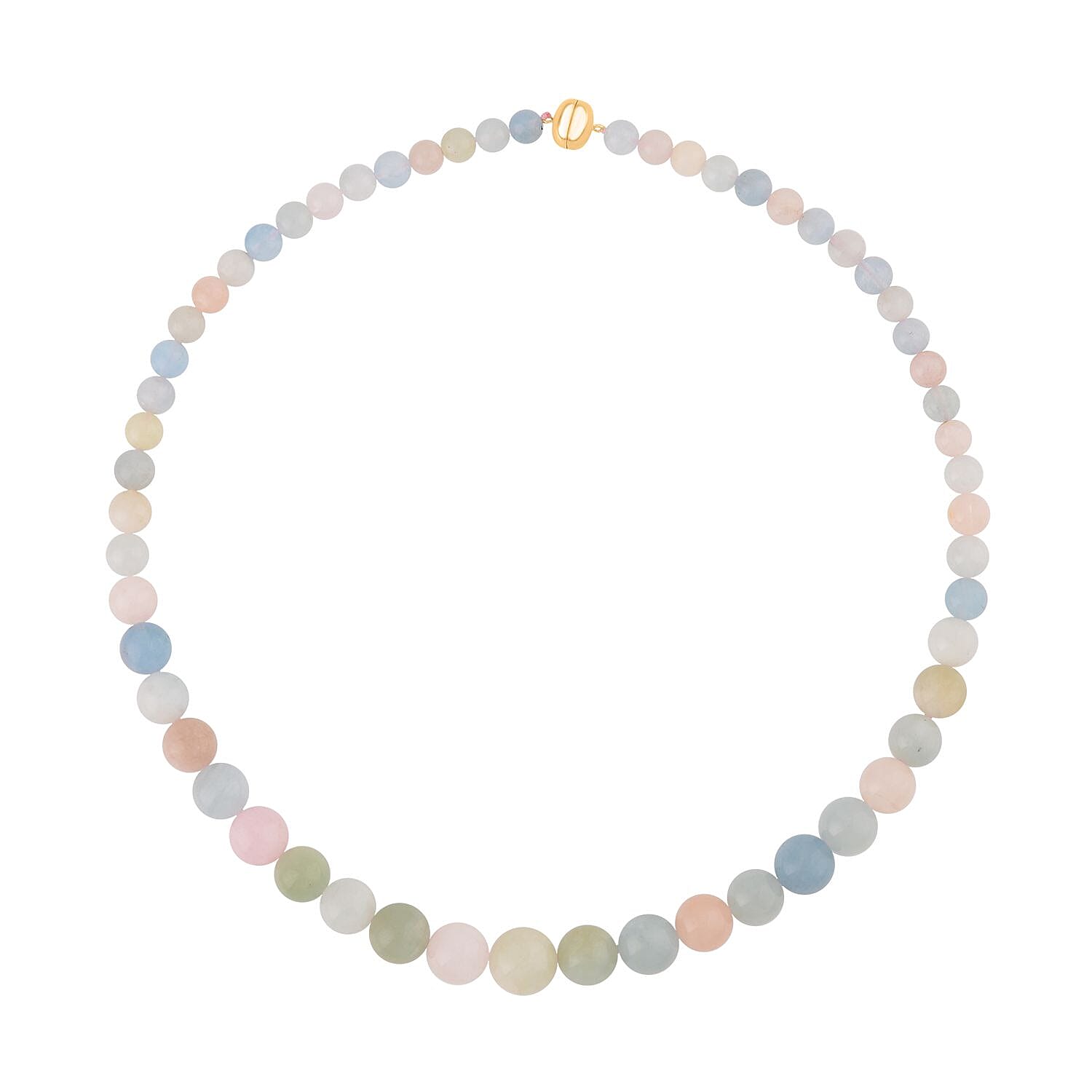 10K Yellow Gold Magnetic Lock Multi Beryl Beaded Necklace 20 Inches 331.00 ctw