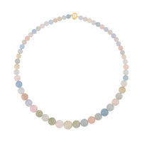 10K Yellow Gold Magnetic Lock Multi Beryl Beaded Necklace 20 Inches 331.00 ctw