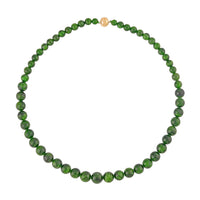 Magnetic Lock Chrome Diopside 370.00 ctw Beaded Necklace in 10K Yellow Gold 20 Inches