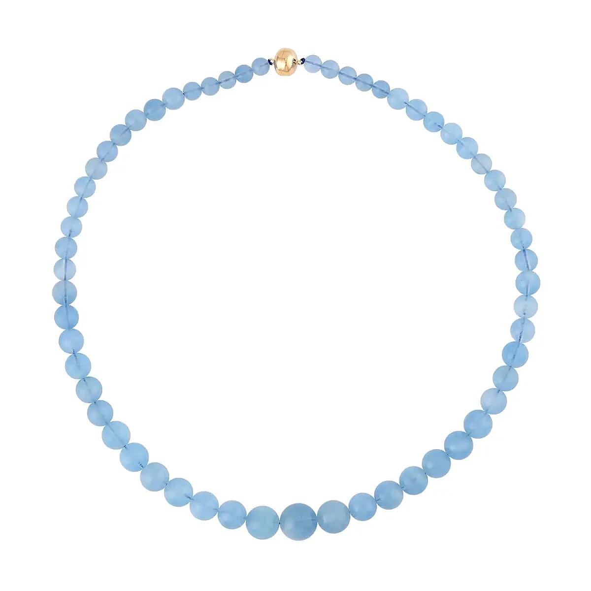 14K Yellow Gold Magnetic Lock AAA Mangoro Aquamarine 5-12mm Beaded Necklace 20 Inches 280.00 ctw