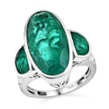 Emeraldine Quartz (Triplet) 11.60 ctw Ring in Platinum Over Sterling Silver (Size 6.5) - Sticky add to cart bar