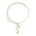 White Pearl Glass Beaded Necklace with Heart Charm 20-22 Inches in Silvertone - Sticky add to cart bar