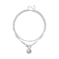 Freshwater Cultured Pearl Double Strand Necklace 20-22 Inches in Silvertone