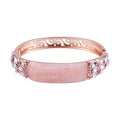 TLV Galilea Rose Quartz, Pink Glass and Pink Austrian Crystal Bangle Bracelet in Rosetone (7.50 In) 20.00 ctw - Sticky add to cart bar