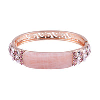 TLV Galilea Rose Quartz, Pink Glass and Pink Austrian Crystal Bangle Bracelet in Rosetone (7.50 In) 20.00 ctw