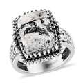 Artisan Crafted White Buffalo Solitaire Ring in Sterling Silver 6.40 ctw - Sticky add to cart bar