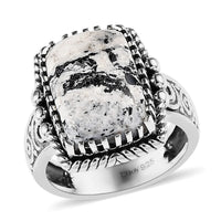 Artisan Crafted White Buffalo Solitaire Ring in Sterling Silver 6.40 ctw