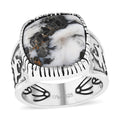 Artisan Crafted White Buffalo Solitaire Ring in Sterling Silver 9.40 ctw - Sticky add to cart bar