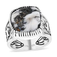 Artisan Crafted White Buffalo Solitaire Ring in Sterling Silver 9.40 ctw