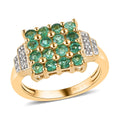AAA Kagem Zambian Emerald and White Zircon Ring in Vermeil Yellow Gold Over Sterling Silver 0.90 ctw - Sticky add to cart bar