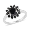 Simulated Black Diamond Floral Ring in Sterling Silver 2.85 ctw - Sticky add to cart bar