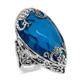 Bali Legacy Caribbean Quartz (Triplet) Peacock Ring in Sterling Silver (Size 6.0) 25.90 ctw (Del. in 7-10 Days) - Sticky add to cart bar