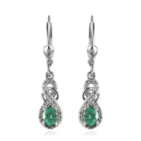 AAA Kagem Zambian Emerald and White Zircon Infinity Lever Back Earrings in Platinum Over Sterling Silver 1.25 ctw