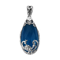 Bali Legacy Caribbean Quartz (Triplet) Peacock Pendant in Sterling Silver 25.90 ctw