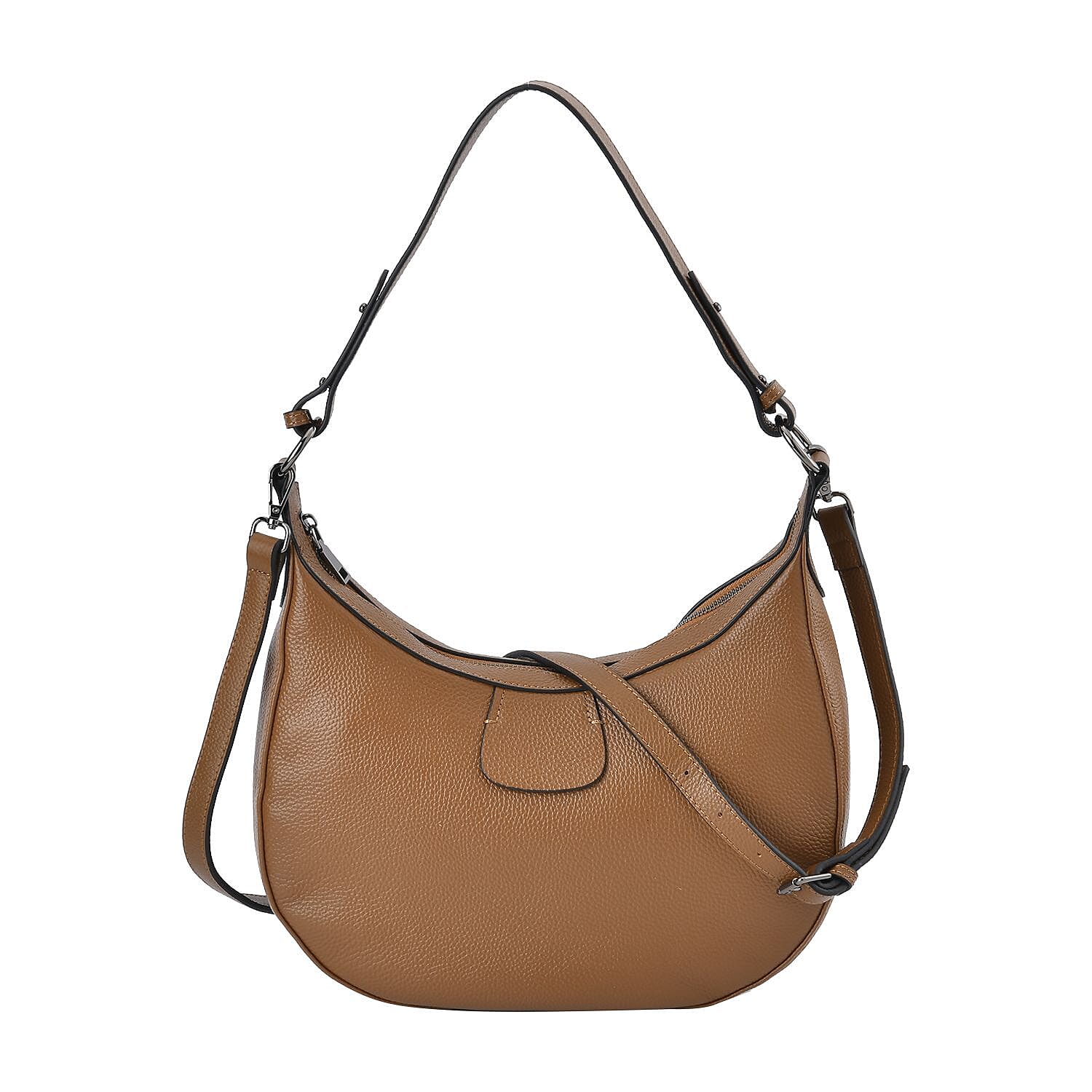 Brown Genuine Leather Crossbody Bag (13"x4"x9.8") with Shoulder Strap (47")