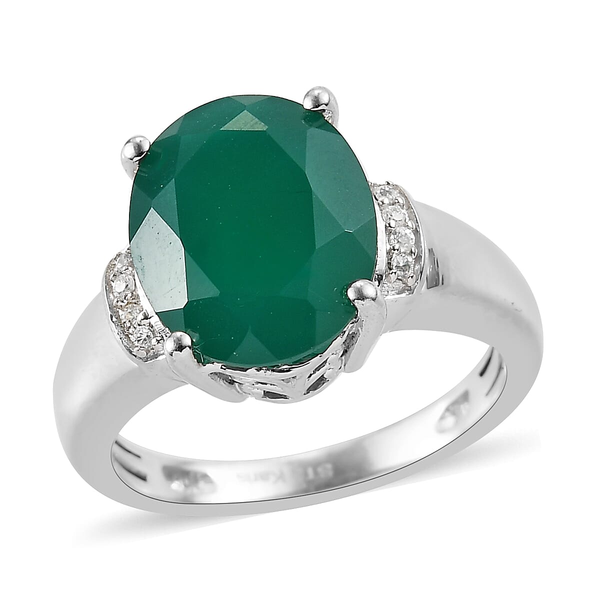Karis Verde Onyx and White Zircon Ring in Platinum Bond 4.10 ctw