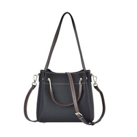 Black Color Genuine Leather Crossbody Bag (9.84"x4.7"x8.7") with Handle Drop and Shoulder Strap