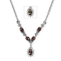 Bekily Color Change Garnet and White Zircon Sunburst Necklace 18 Inches in Platinum Over Sterling Silver 1.50 ctw - Sticky add to cart bar