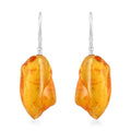 Yellow Amber Free Form Earrings in Sterling Silver - Sticky add to cart bar