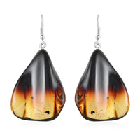 Baltic Amber Wave Design Earrings in Sterling Silver