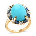 Modani 14K Yellow Gold Lander Blue Turquoise, Blue Sapphire and Diamond SI Ring 9.20 ctw (Del. in 15-20 Days) - Sticky add to cart bar