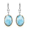 Larimar Solitaire Lever Back Earrings in Vermeil Yellow Gold and Platinum Over Sterling Silver 13.15 ctw - Sticky add to cart bar