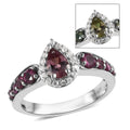 Bekily Color Change Garnet and Multi Gemstone Halo Ring in Platinum Over Sterling Silver 1.25 ctw - Sticky add to cart bar