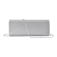 Silver Color Crystal Clutch Bag (10"x2.36"x4") with Shoulder Strap (47")