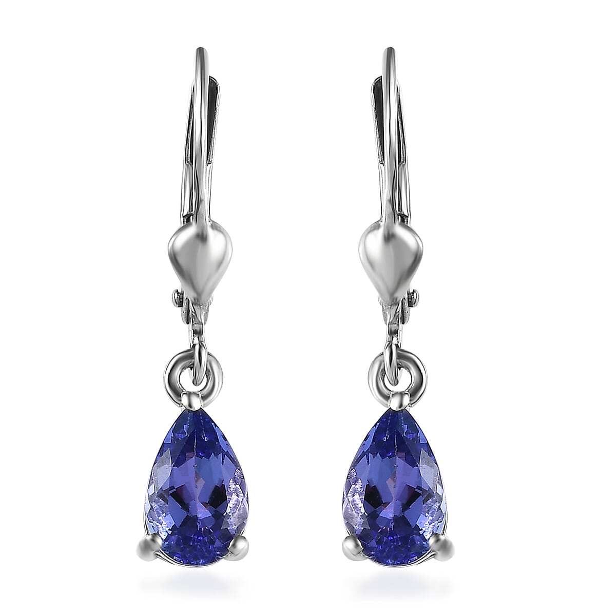 Premium Tanzanite Lever Back Earrings in Platinum Over Sterling Silver 1.75 ctw