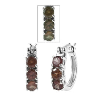 Bekily Color Change Garnet Hoop Earrings in Platinum Over Sterling Silver 2.00 ctw