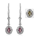 Bekily Color Change Garnet and White Zircon Dangling Earrings in Platinum Over Sterling Silver 1.40 ctw - Sticky add to cart bar