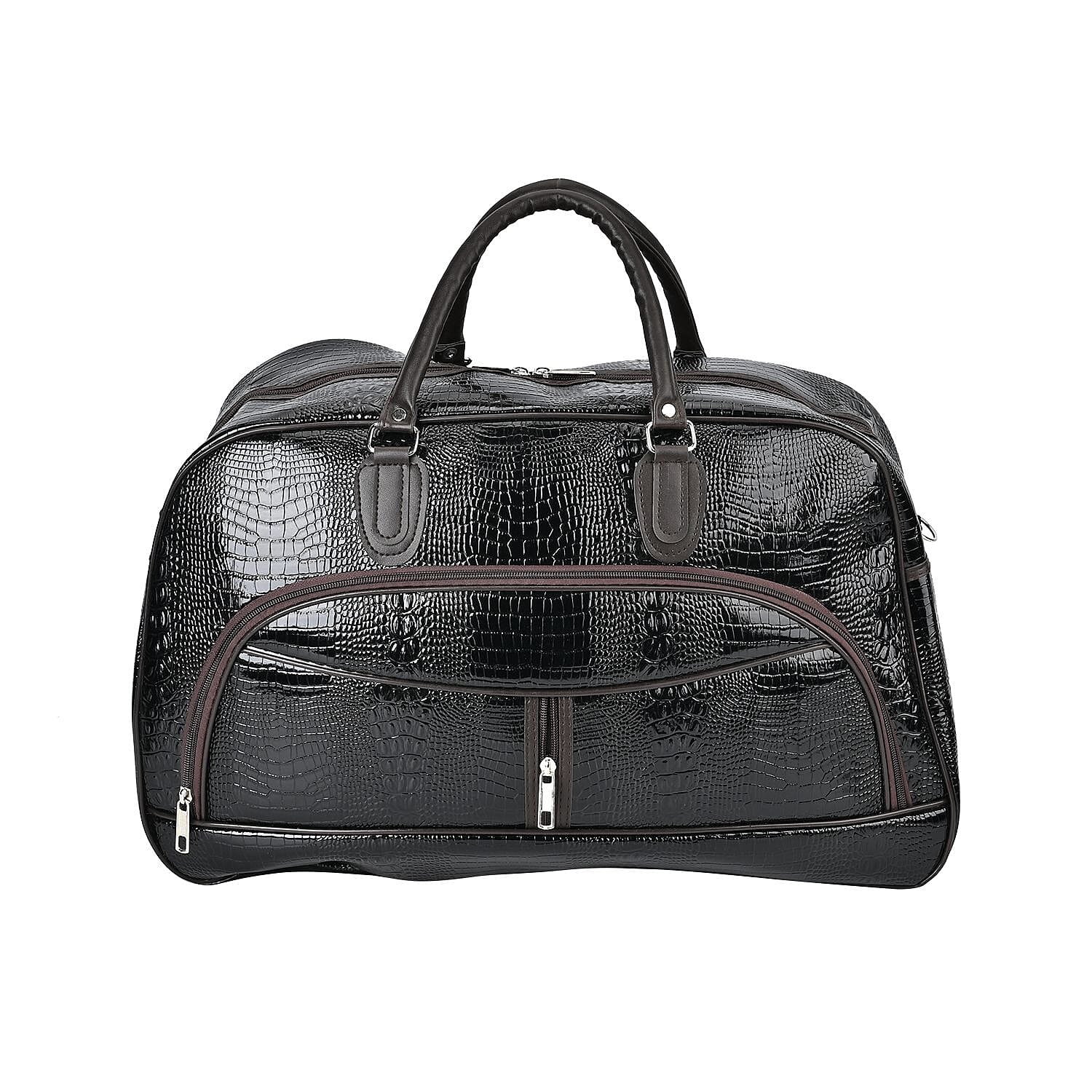TLV Black Crocodile Pattern Faux Leather Travel Bag (21.65
