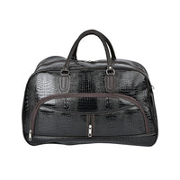 TLV Black Crocodile Pattern Faux Leather Travel Bag (21.65"x8.5"x13.39") with Handle Drop (5.5") and Shoulder Strap (40")