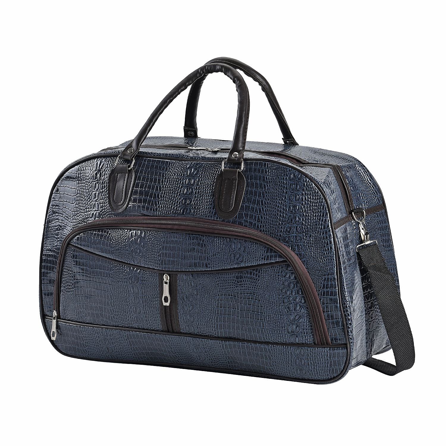 TLV Black Crocodile Pattern Faux Leather Travel Bag (21.65