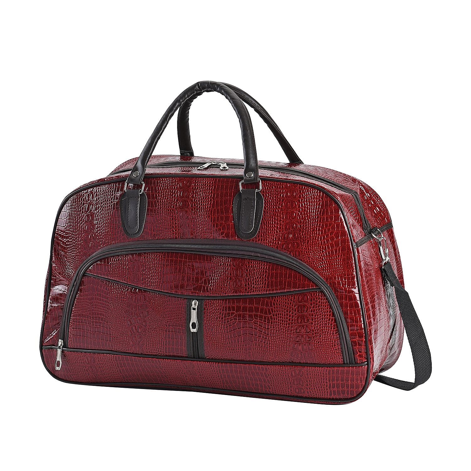 TLV Black Crocodile Pattern Faux Leather Travel Bag (21.65