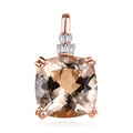 Luxoro 14K Rose Gold AAA Marropino Morganite and G-H I2 Diamond Pendant 5.15 ctw - Sticky add to cart bar