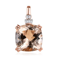 Luxoro 14K Rose Gold AAA Marropino Morganite and G-H I2 Diamond Pendant 5.15 ctw