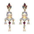 Ethiopian Welo Opal and Multi Gemstone Floral Chandelier Earrings in Vermeil Yellow Gold Over Sterling Silver 5.75 ctw - Sticky add to cart bar