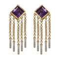 Amethyst and Moissanite Dangling Fringe Earrings in Vermeil Yellow Gold Over Sterling Silver 5.35 ctw - Sticky add to cart bar