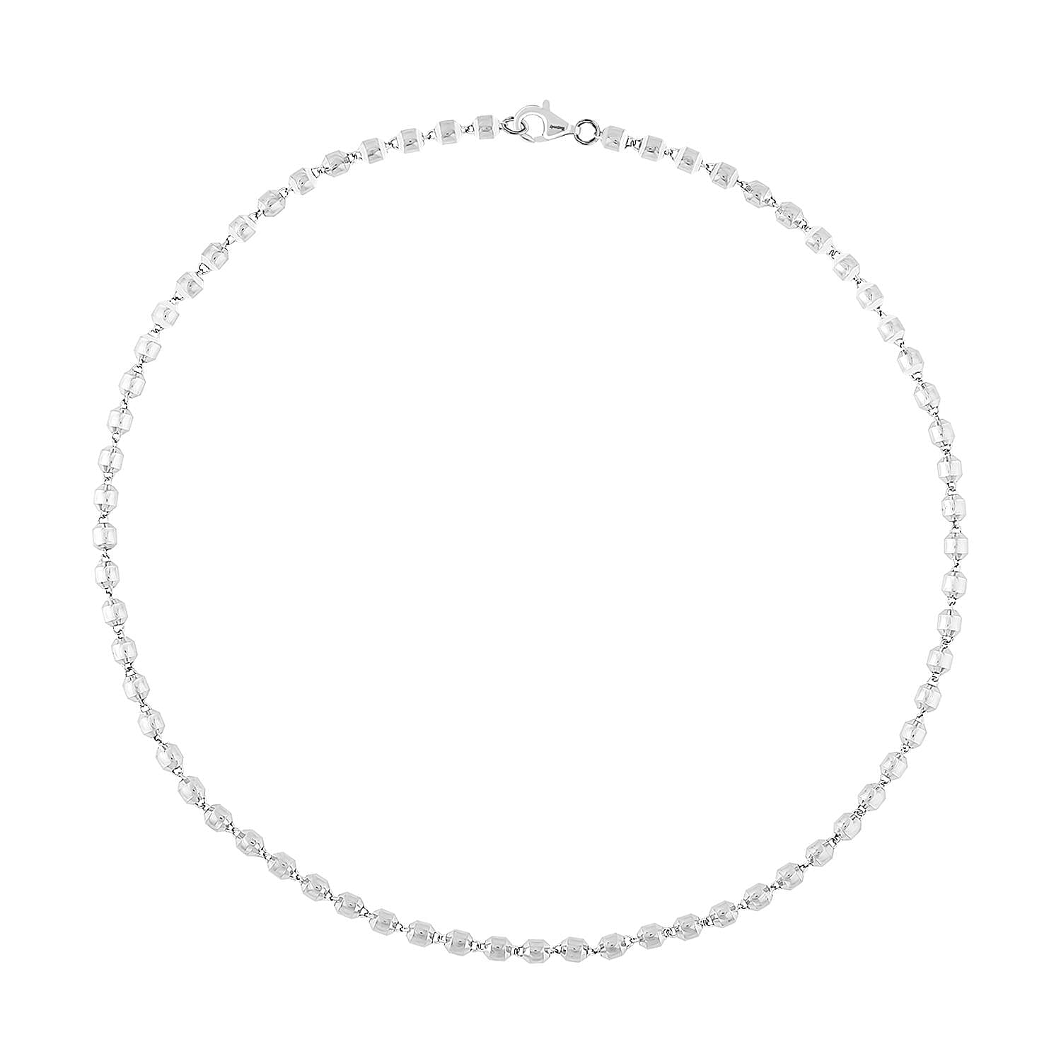 950 Platinum 6.35mm Beaded Link Chain Necklace with 14mm Lobster Lock 22 Inches 27.50 Grams
